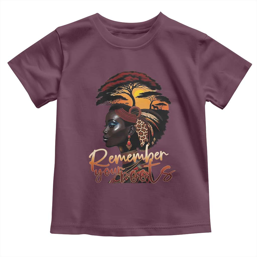 Black History Month Toddler T Shirt Remember Your Roots African Safari TS11 Maroon Print Your Wear