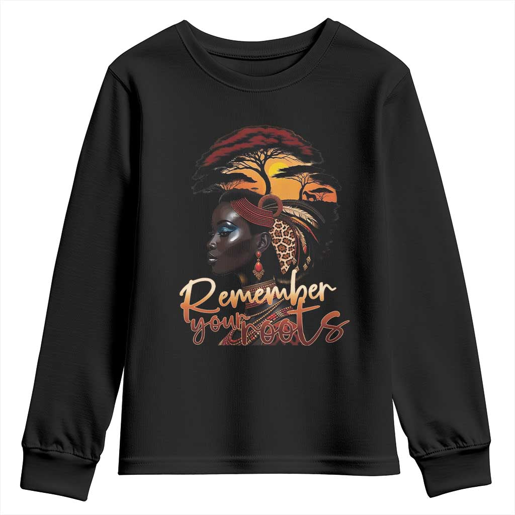 Black History Month Youth Sweatshirt Remember Your Roots African Safari TS11 Black Print Your Wear