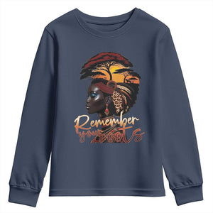 Black History Month Youth Sweatshirt Remember Your Roots African Safari TS11 Navy Print Your Wear