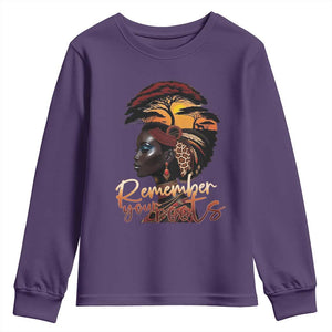 Black History Month Youth Sweatshirt Remember Your Roots African Safari TS11 Purple Print Your Wear