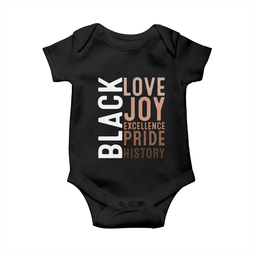 Black Love Joy Excellence Pride History Baby Onesie Proud African American TS11 Black Print Your Wear