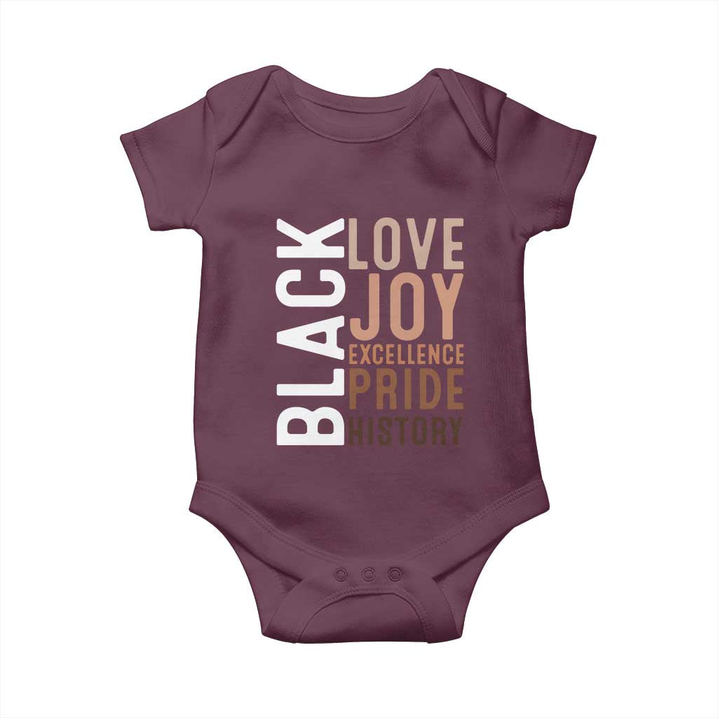 Black Love Joy Excellence Pride History Baby Onesie Proud African American TS11 Maroon Print Your Wear