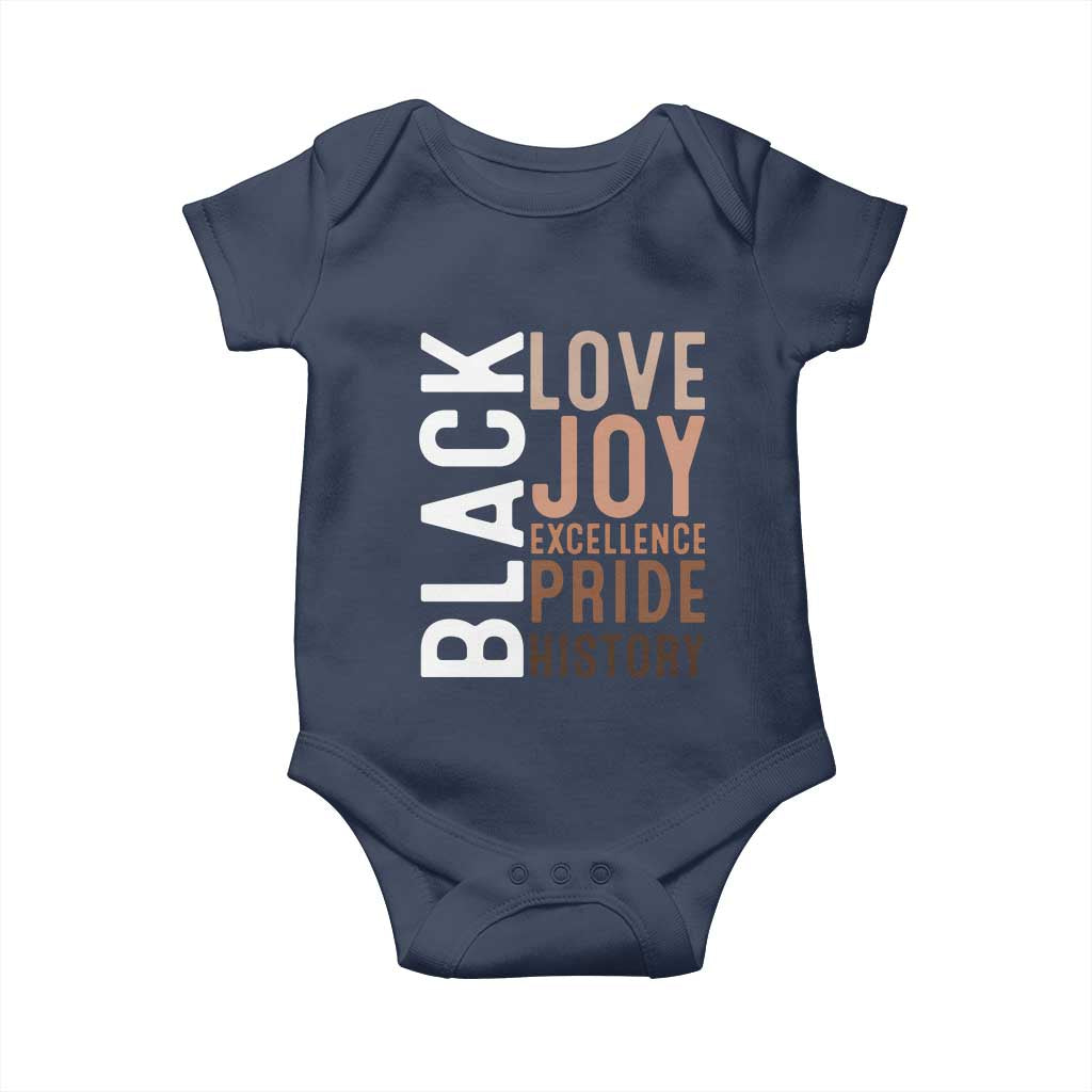 Black Love Joy Excellence Pride History Baby Onesie Proud African American TS11 Navy Print Your Wear