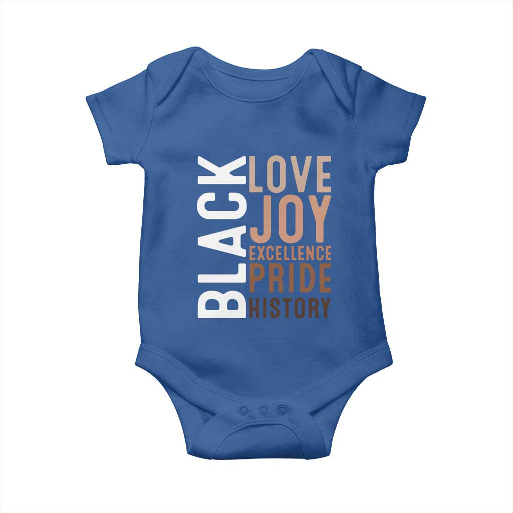 Black Love Joy Excellence Pride History Baby Onesie Proud African American TS11 Royal Blue Print Your Wear