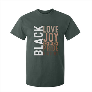 Black Love Joy Excellence Pride History T Shirt For Kid Proud African American TS11 Dark Forest Green Print Your Wear