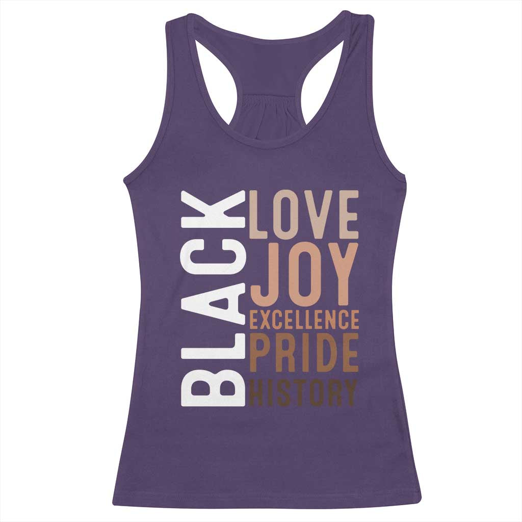 Black Love Joy Excellence Pride History Racerback Tank Top Proud African American TS11 Purple Print Your Wear