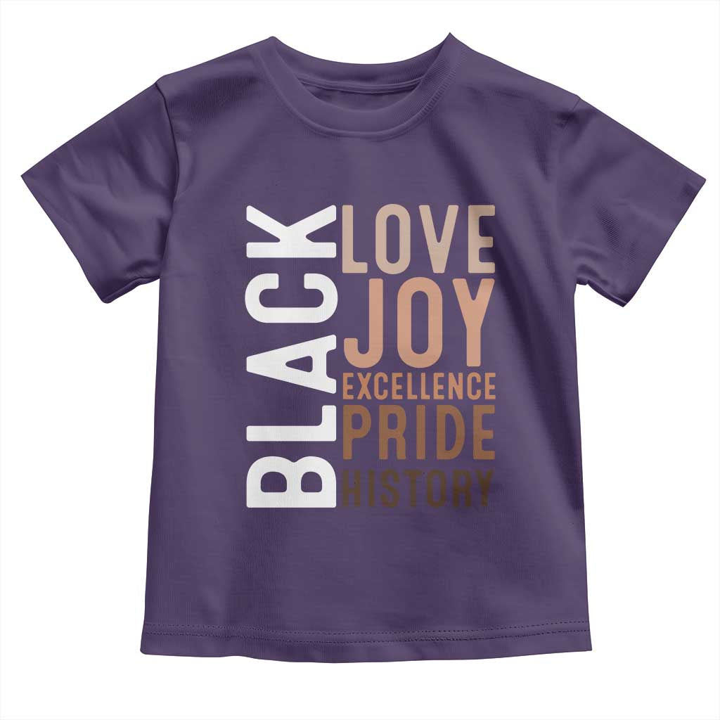 Black Love Joy Excellence Pride History Toddler T Shirt Proud African American TS11 Purple Print Your Wear
