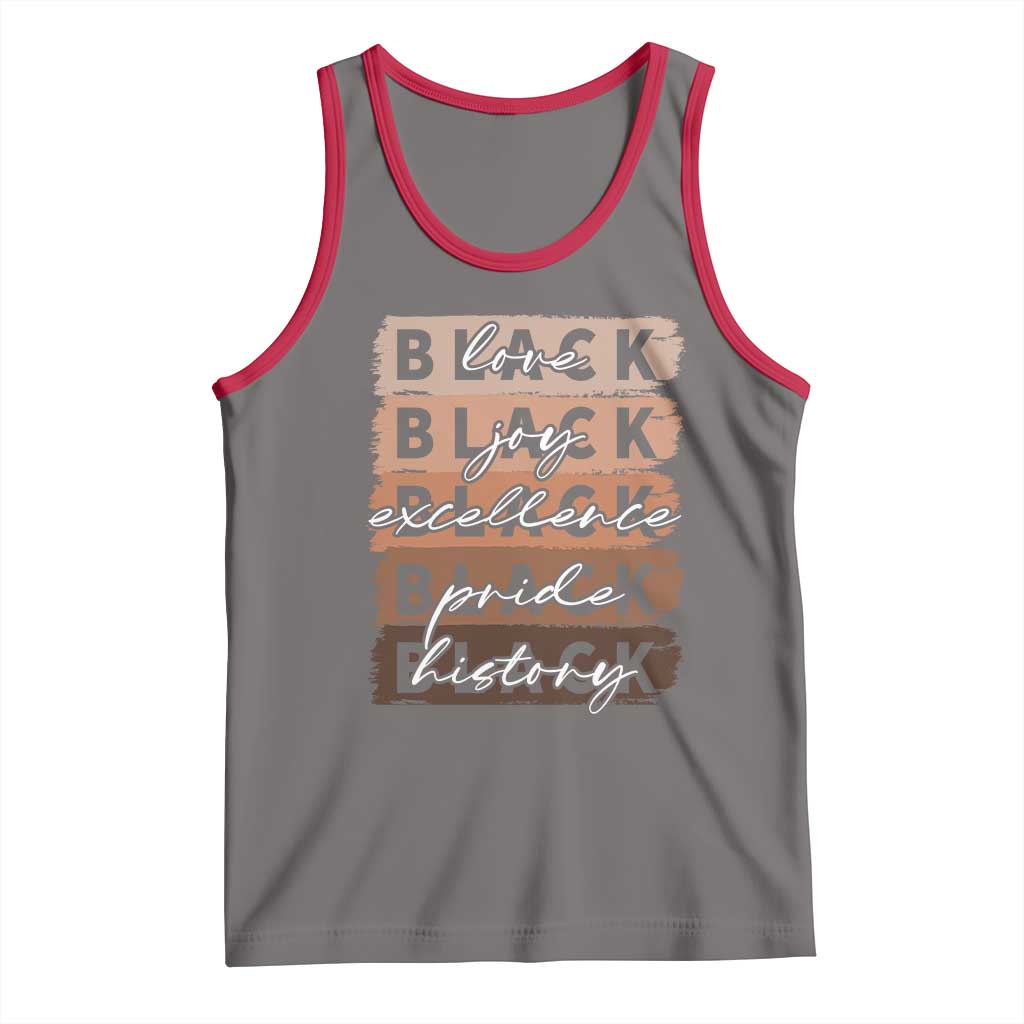 Black Love Joy Excellence Pride History Tank Top Proud African American Melanin Brush Stroke TS11 Deep Heather Red Print Your Wear