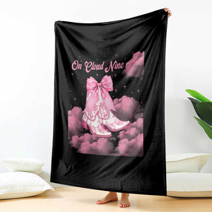 On Cloud Nine Throw Blanket 9th Birthday Bday Girl Pink Coquette Cowgirl Boots TS11 Print Your Wear