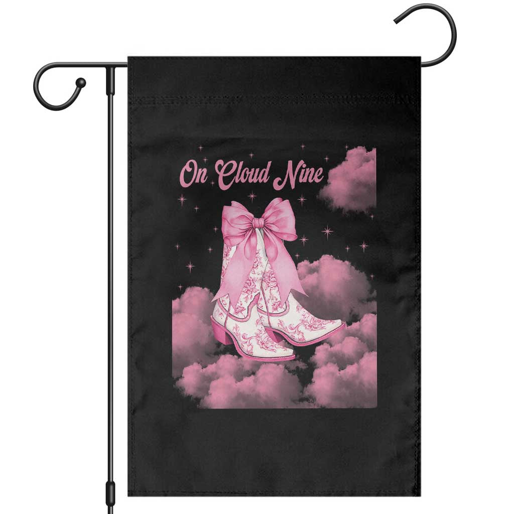 On Cloud Nine Garden Flag 9th Birthday Bday Girl Pink Coquette Cowgirl Boots TS11 Black Print Your Wear