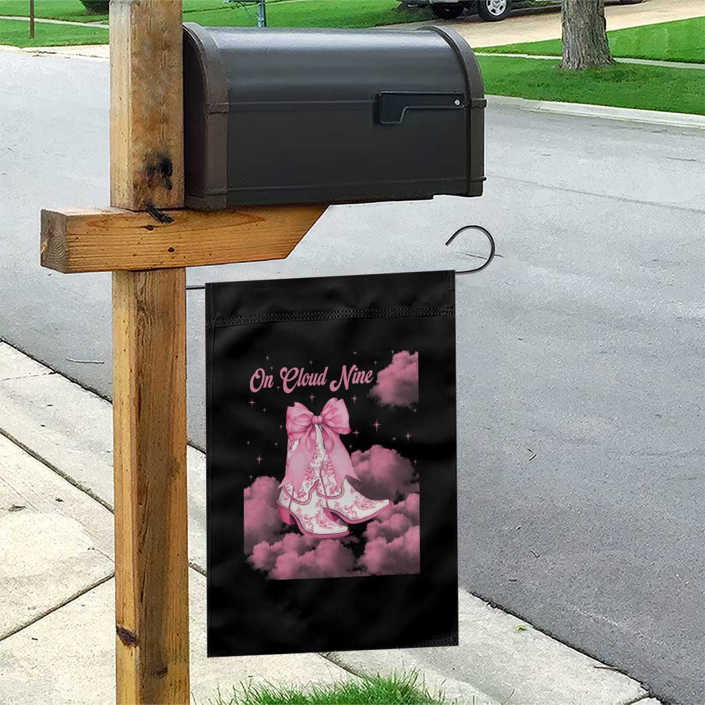 On Cloud Nine Garden Flag 9th Birthday Bday Girl Pink Coquette Cowgirl Boots TS11 Print Your Wear