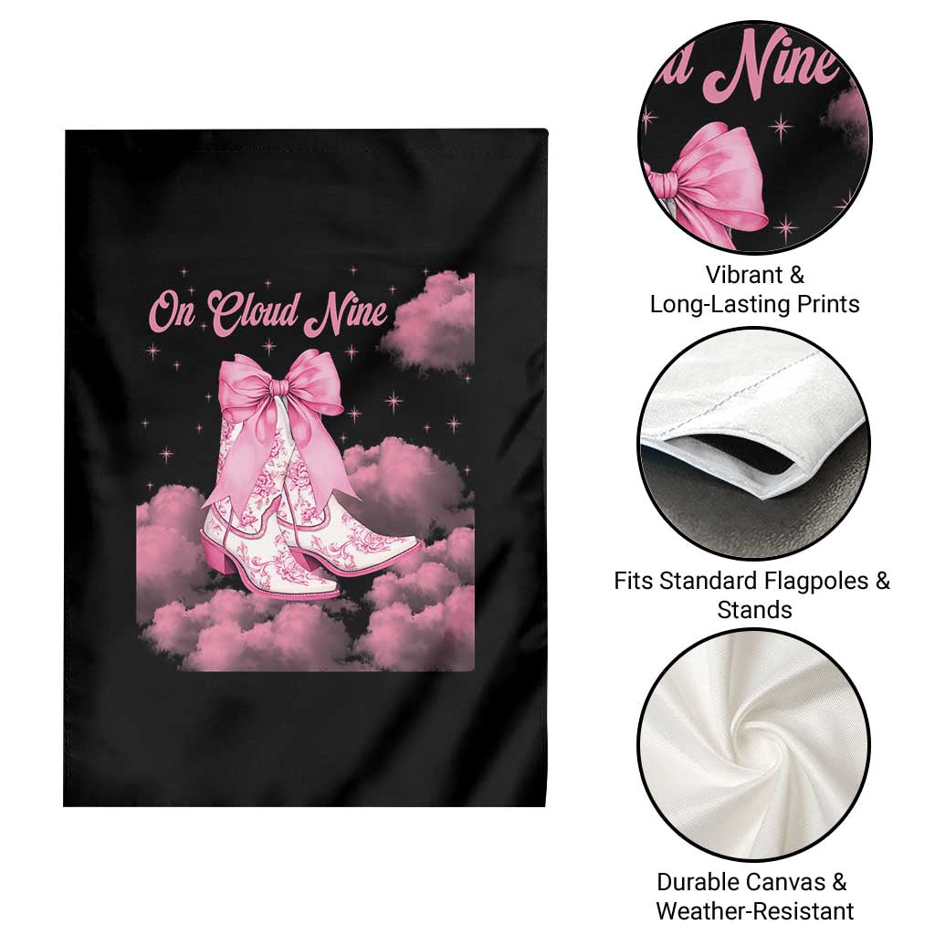 On Cloud Nine Garden Flag 9th Birthday Bday Girl Pink Coquette Cowgirl Boots TS11 Print Your Wear
