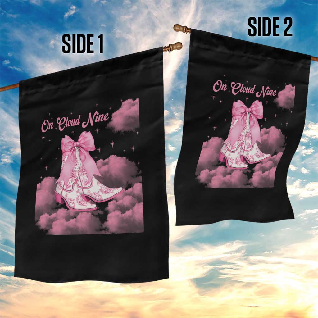 On Cloud Nine Garden Flag 9th Birthday Bday Girl Pink Coquette Cowgirl Boots TS11 Print Your Wear