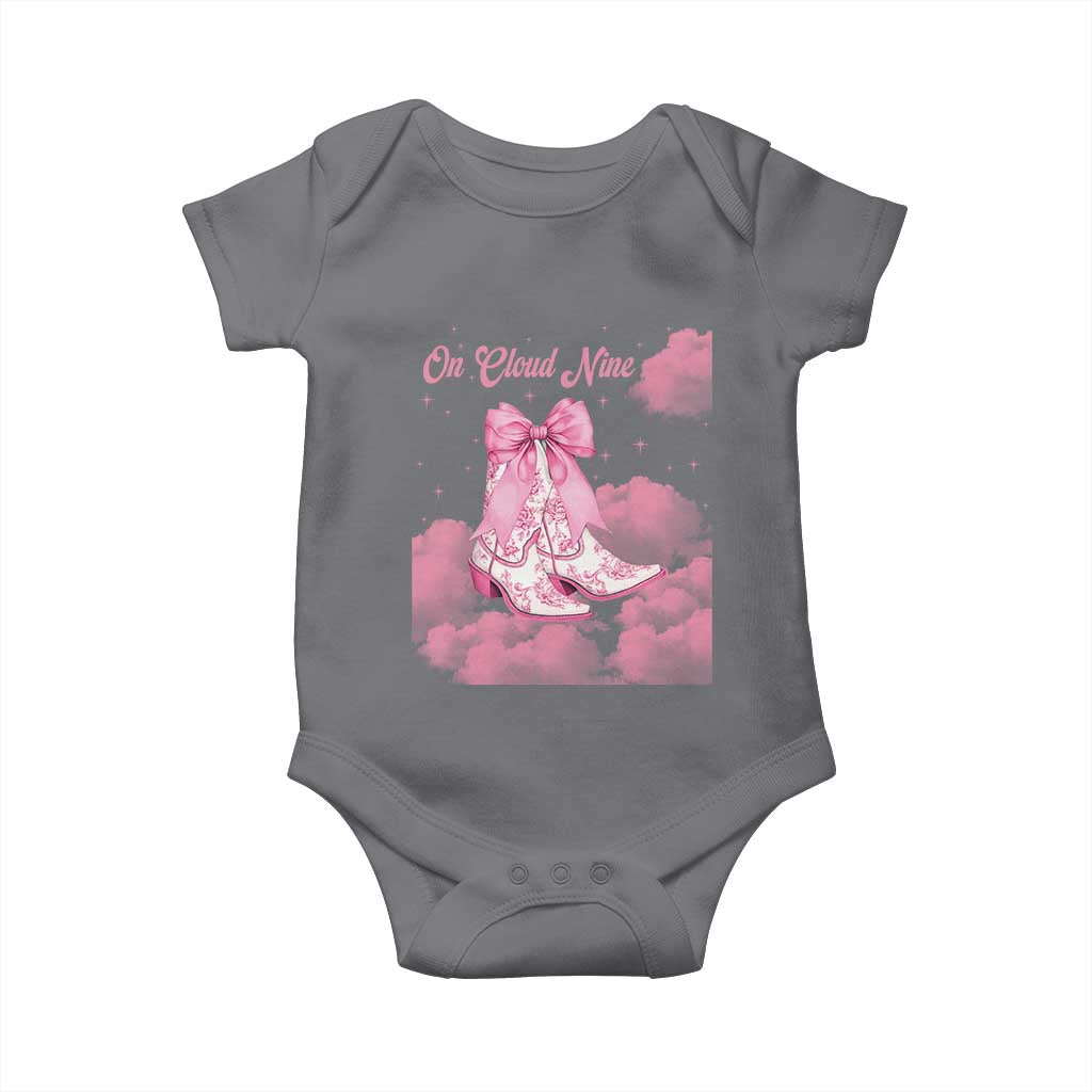 On Cloud Nine Baby Onesie 9th Birthday Bday Girl Pink Coquette Cowgirl Boots TS11 Charcoal Print Your Wear