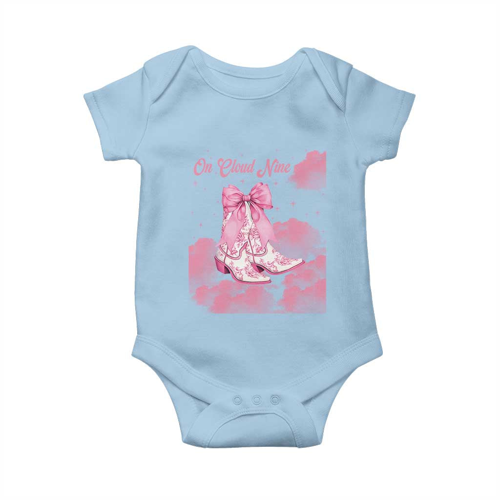 On Cloud Nine Baby Onesie 9th Birthday Bday Girl Pink Coquette Cowgirl Boots TS11 Light Blue Print Your Wear