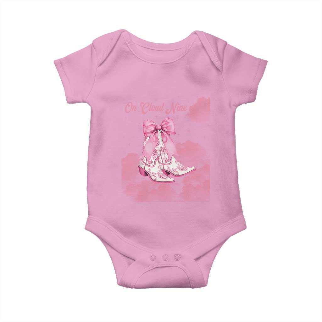 On Cloud Nine Baby Onesie 9th Birthday Bday Girl Pink Coquette Cowgirl Boots TS11 Light Pink Print Your Wear