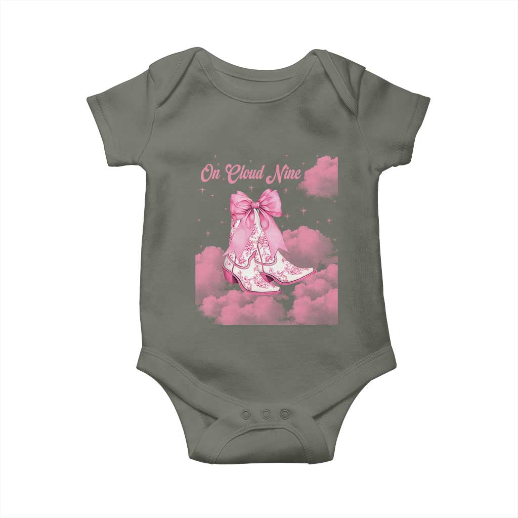 On Cloud Nine Baby Onesie 9th Birthday Bday Girl Pink Coquette Cowgirl Boots TS11 Military Green Print Your Wear