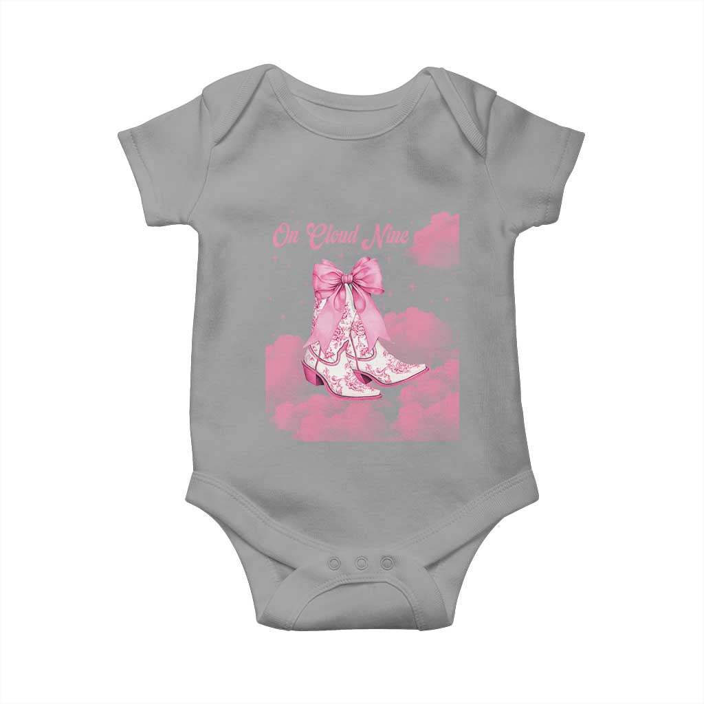 On Cloud Nine Baby Onesie 9th Birthday Bday Girl Pink Coquette Cowgirl Boots TS11 Sport Gray Print Your Wear