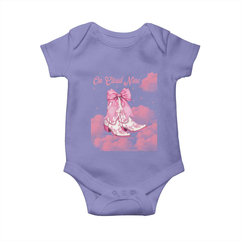 On Cloud Nine Baby Onesie 9th Birthday Bday Girl Pink Coquette Cowgirl Boots TS11 Violet Print Your Wear
