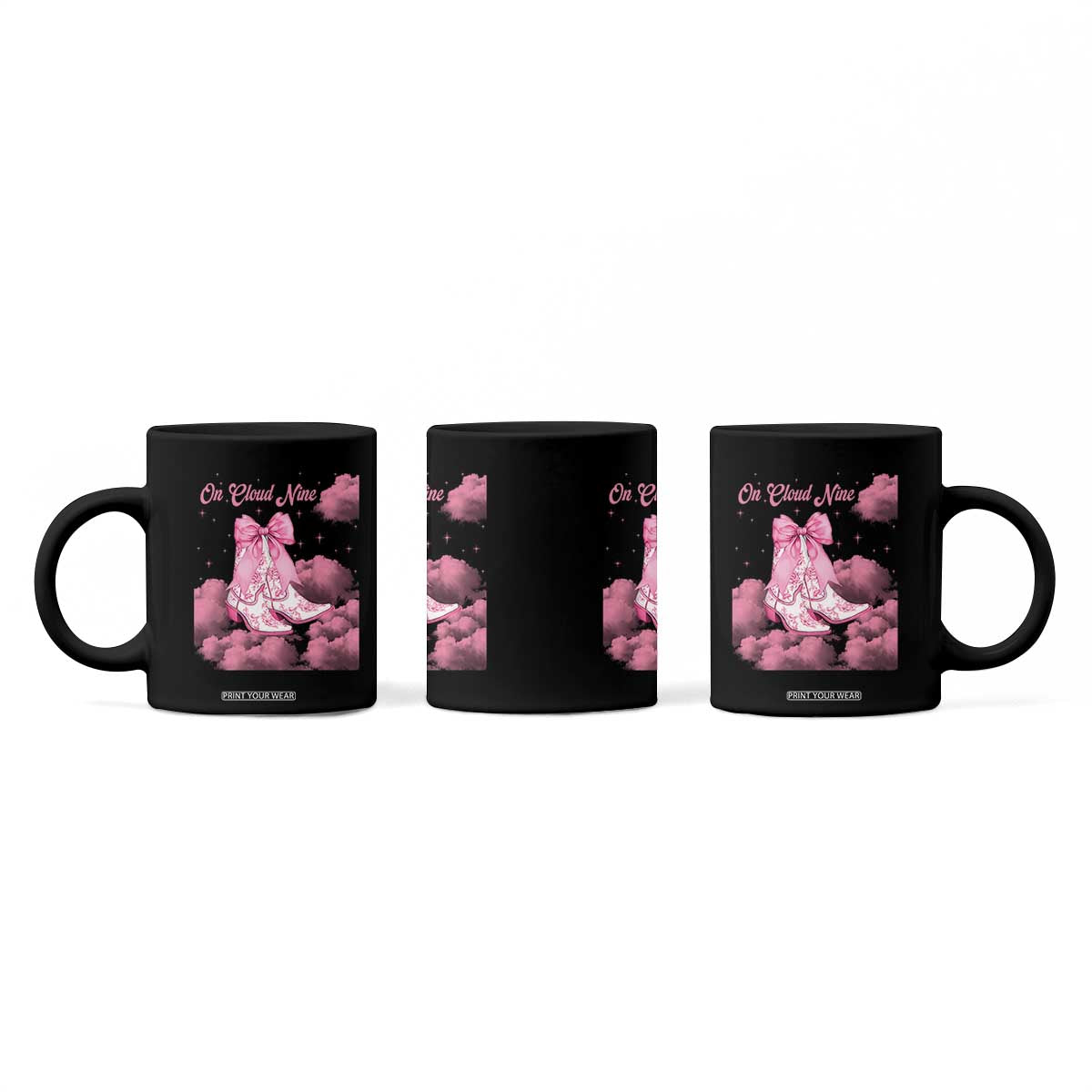 On Cloud Nine Coffee Mug 9th Birthday Bday Girl Pink Coquette Cowgirl Boots TS11 Print Your Wear
