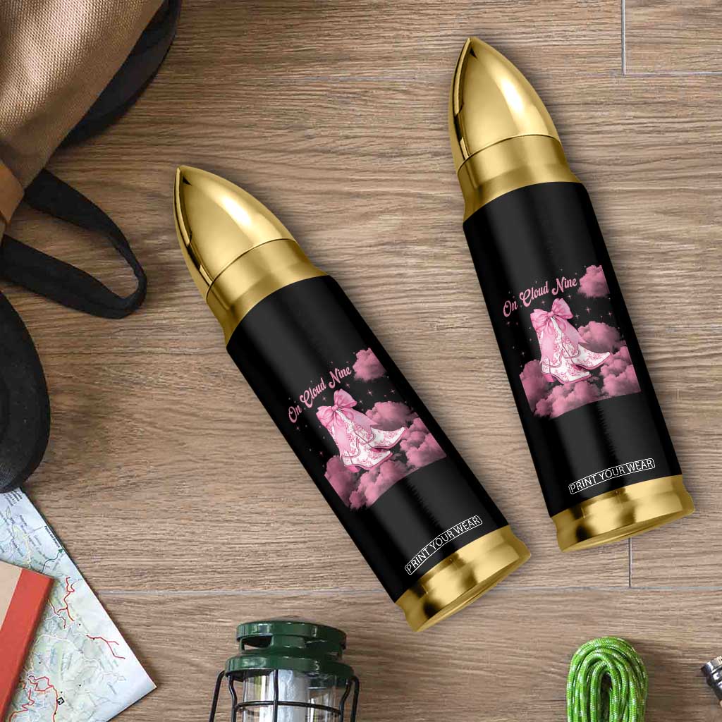 On Cloud Nine Bullet Tumbler 9th Birthday Bday Girl Pink Coquette Cowgirl Boots TS11 Print Your Wear