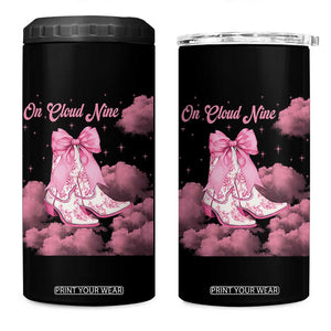 On Cloud Nine 4 in 1 Can Cooler Tumbler 9th Birthday Bday Girl Pink Coquette Cowgirl Boots TS11 One Size: 16 oz Black Print Your Wear