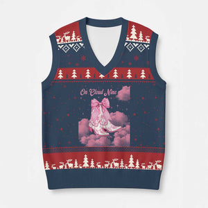 On Cloud Nine V-Neck Knit Sweater Vest 9th Birthday Bday Girl Pink Coquette Cowgirl Boots TS11 Navy Red Print Your Wear