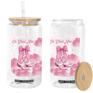 On Cloud Nine Glass Can 9th Birthday Bday Girl Pink Coquette Cowgirl Boots TS11 Print Your Wear