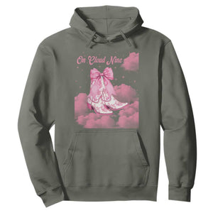 On Cloud Nine Hoodie 9th Birthday Bday Girl Pink Coquette Cowgirl Boots TS11 Military Green Print Your Wear