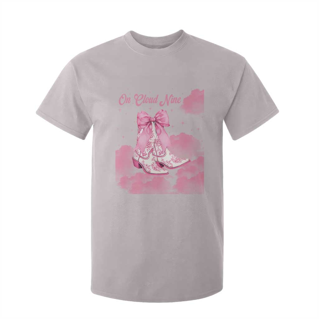 On Cloud Nine T Shirt For Kid 9th Birthday Bday Girl Pink Coquette Cowgirl Boots TS11 Ice Gray Print Your Wear