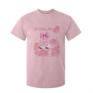 On Cloud Nine T Shirt For Kid 9th Birthday Bday Girl Pink Coquette Cowgirl Boots TS11 Light Pink Print Your Wear