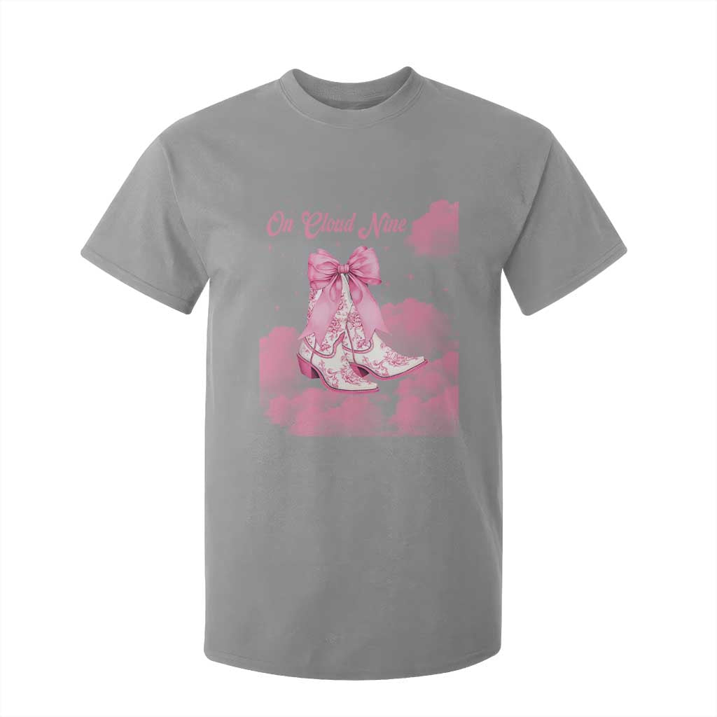 On Cloud Nine T Shirt For Kid 9th Birthday Bday Girl Pink Coquette Cowgirl Boots TS11 Sport Gray Print Your Wear