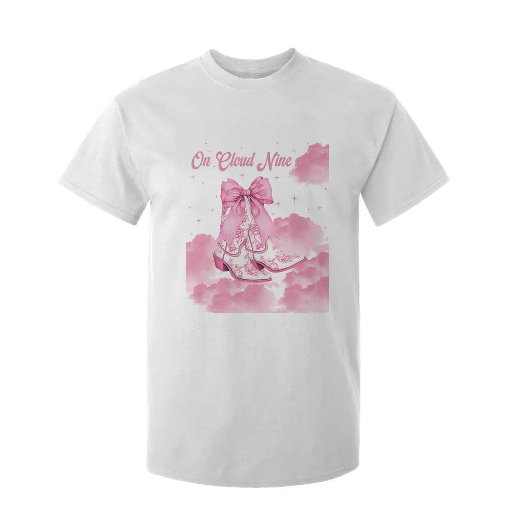 On Cloud Nine T Shirt For Kid 9th Birthday Bday Girl Pink Coquette Cowgirl Boots TS11 White Print Your Wear