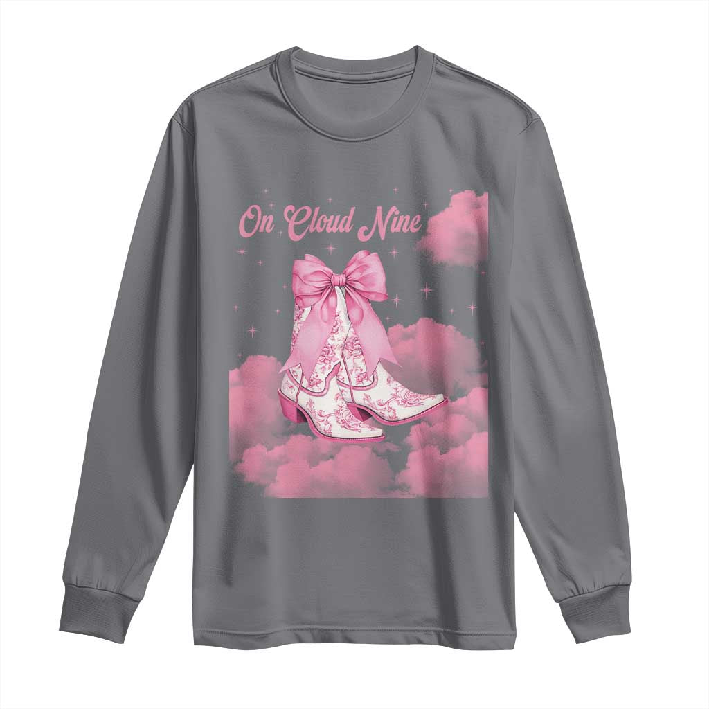 On Cloud Nine Long Sleeve Shirt 9th Birthday Bday Girl Pink Coquette Cowgirl Boots TS11 Charcoal Print Your Wear