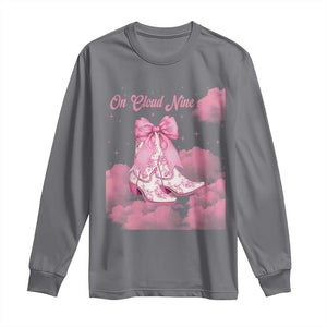 On Cloud Nine Long Sleeve Shirt 9th Birthday Bday Girl Pink Coquette Cowgirl Boots TS11 Charcoal Print Your Wear