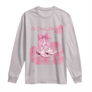 On Cloud Nine Long Sleeve Shirt 9th Birthday Bday Girl Pink Coquette Cowgirl Boots TS11 Ice Gray Print Your Wear
