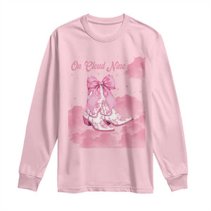 On Cloud Nine Long Sleeve Shirt 9th Birthday Bday Girl Pink Coquette Cowgirl Boots TS11 Light Pink Print Your Wear