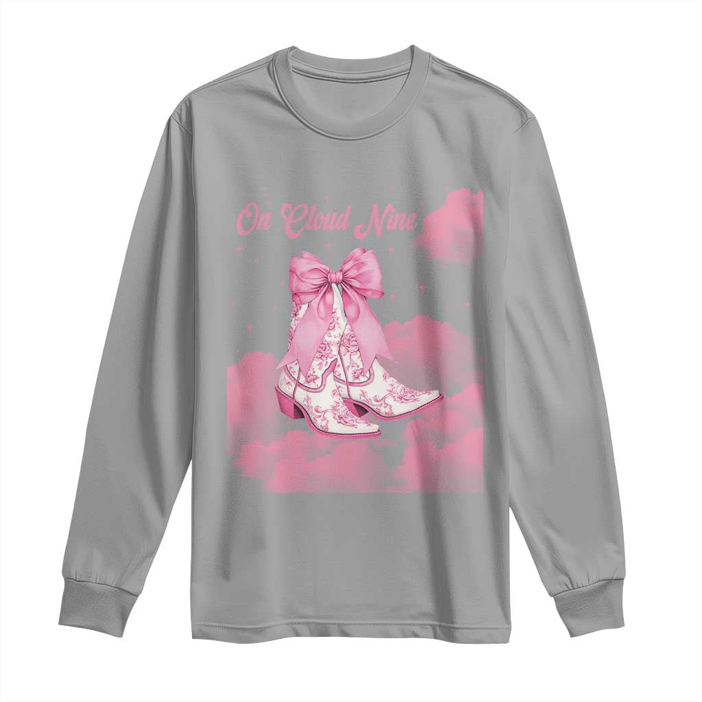 On Cloud Nine Long Sleeve Shirt 9th Birthday Bday Girl Pink Coquette Cowgirl Boots TS11 Sport Gray Print Your Wear
