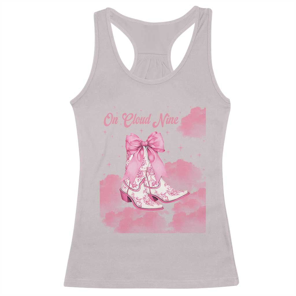 On Cloud Nine Racerback Tank Top 9th Birthday Bday Girl Pink Coquette Cowgirl Boots TS11 Ice Gray Print Your Wear