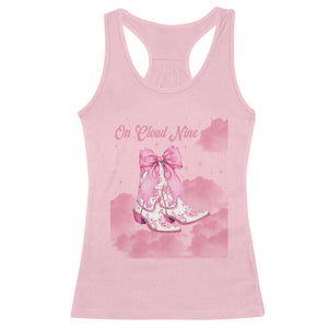 On Cloud Nine Racerback Tank Top 9th Birthday Bday Girl Pink Coquette Cowgirl Boots TS11 Light Pink Print Your Wear