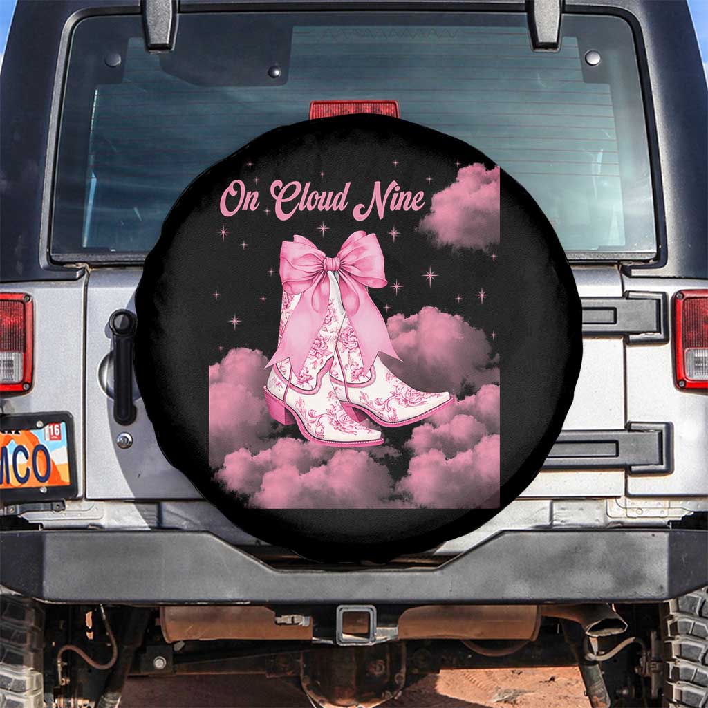 On Cloud Nine Spare Tire Cover 9th Birthday Bday Girl Pink Coquette Cowgirl Boots TS11 No hole Black Print Your Wear