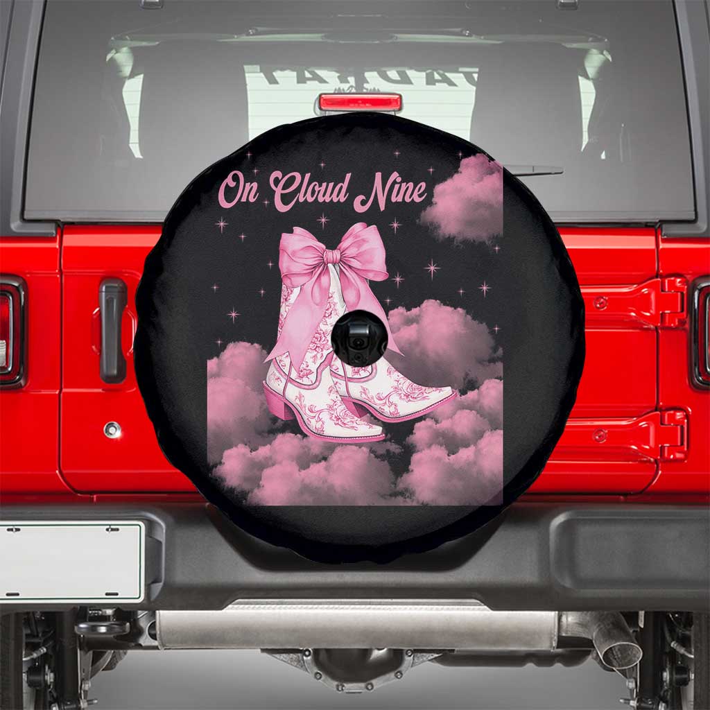 On Cloud Nine Spare Tire Cover 9th Birthday Bday Girl Pink Coquette Cowgirl Boots TS11 Black Print Your Wear