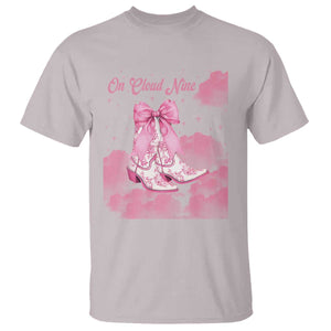 On Cloud Nine T Shirt 9th Birthday Bday Girl Pink Coquette Cowgirl Boots TS11 Ice Gray Print Your Wear