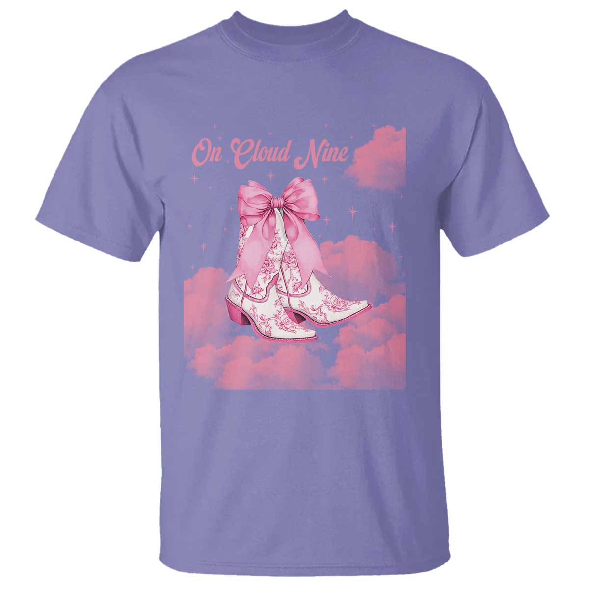 On Cloud Nine T Shirt 9th Birthday Bday Girl Pink Coquette Cowgirl Boots TS11 Violet Print Your Wear