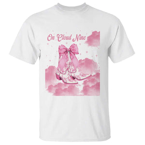 On Cloud Nine T Shirt 9th Birthday Bday Girl Pink Coquette Cowgirl Boots TS11 White Print Your Wear