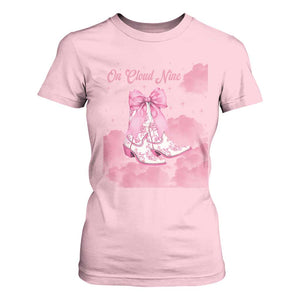 On Cloud Nine T Shirt For Women 9th Birthday Bday Girl Pink Coquette Cowgirl Boots TS11 Light Pink Print Your Wear