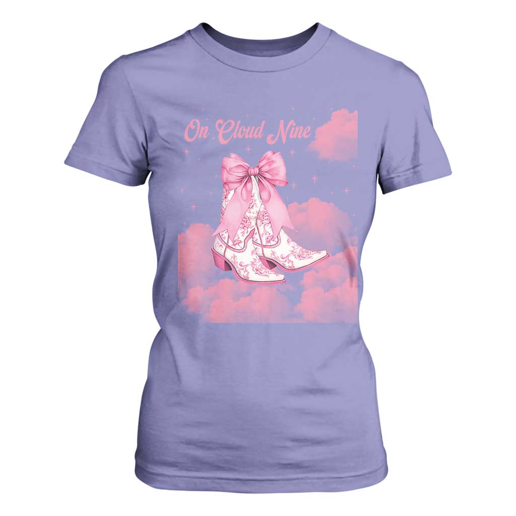 On Cloud Nine T Shirt For Women 9th Birthday Bday Girl Pink Coquette Cowgirl Boots TS11 Violet Print Your Wear