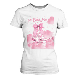 On Cloud Nine T Shirt For Women 9th Birthday Bday Girl Pink Coquette Cowgirl Boots TS11 White Print Your Wear