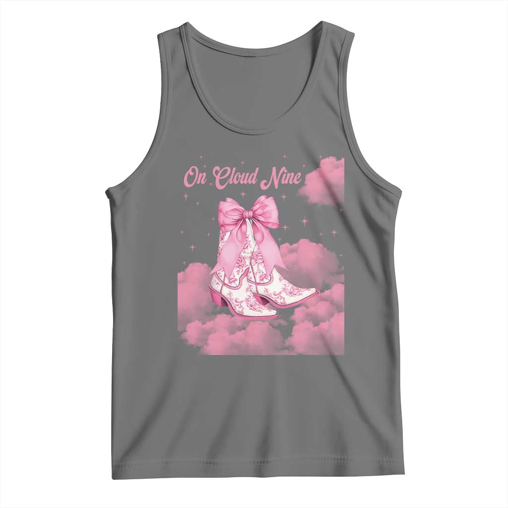 On Cloud Nine Tank Top 9th Birthday Bday Girl Pink Coquette Cowgirl Boots TS11 Black Heather Print Your Wear