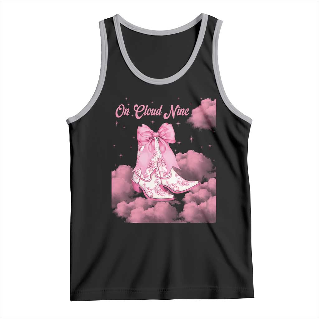 On Cloud Nine Tank Top 9th Birthday Bday Girl Pink Coquette Cowgirl Boots TS11 Black Athletic Heather Print Your Wear